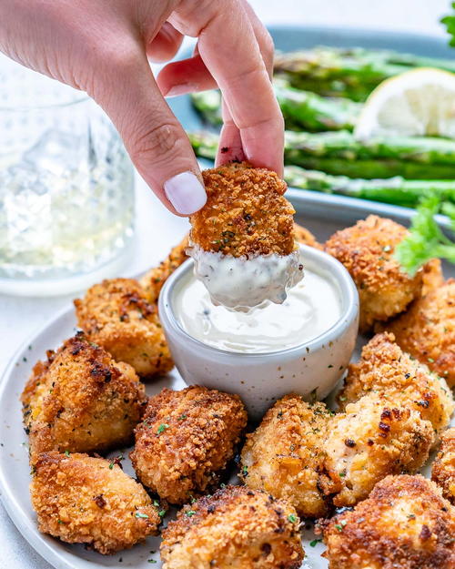 Garlic Butter Chicken Bites With Lemon Asparagus