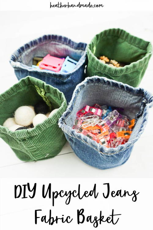 Upcycled Jeans Fabric Basket