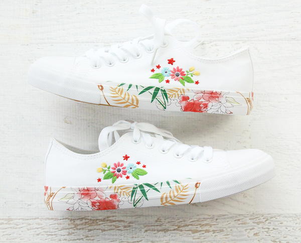 Floral Embroidered Canvas Shoes | AllFreeSewing.com