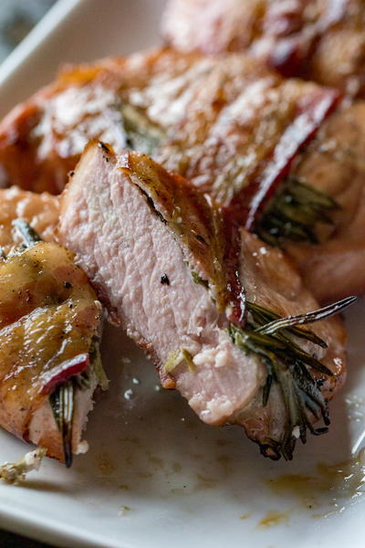 Grilled Bacon-wrapped Pork Chops With Rosemary