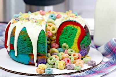 Instant Pot Fruit Loops Rainbow Bundt Cake