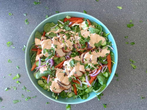 Healthy Grilled Buffalo Chicken Salad | FaveHealthyRecipes.com