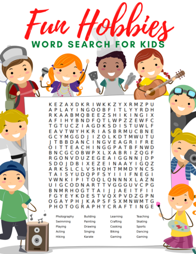 Free Hobbies Word Search And Word Scramble For Kids