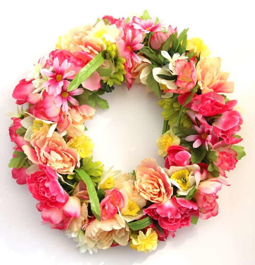 Inexpensive Faux Flower Wreath