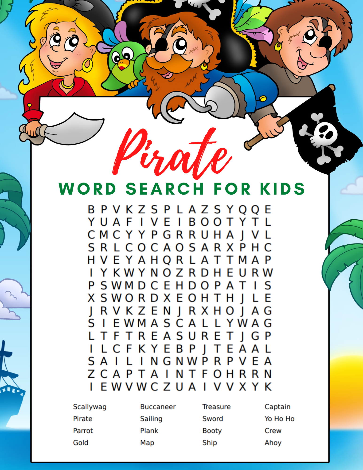 free pirate word search and word scramble for kids diyideacentercom