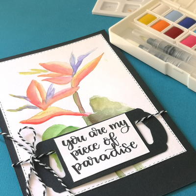 Tropical Flower Watercolour Card