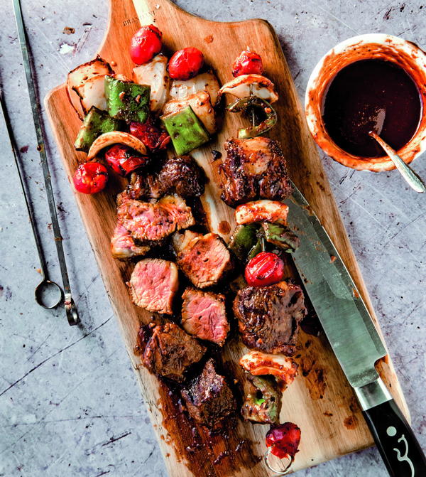 Steak Kebabs with Chinese Garlic Sauce | Cookstr.com