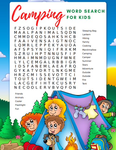 Free Camping Word Search And Word Scramble For Kids