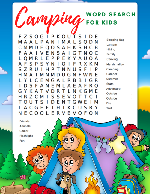 Free Camping Word Search And Word Scramble For Kids