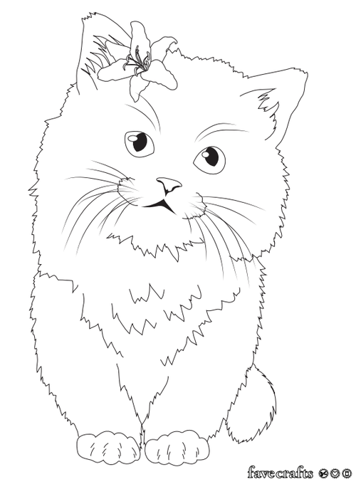 Download Cute Kitten Coloring Page | FaveCrafts.com