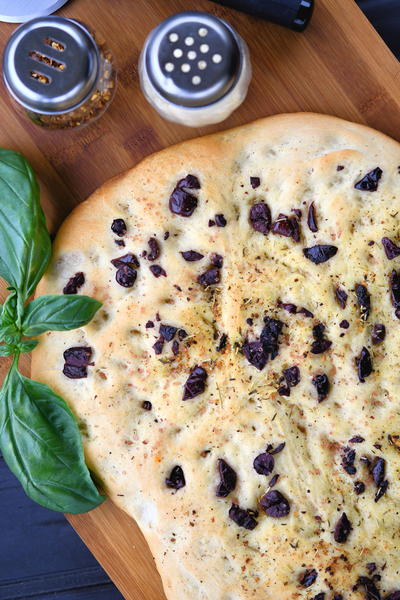 Focaccia Bread With Black Olives