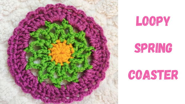 Loopy Spring Coaster - Created Out Of Bulky Yarn Made From One Ball Of Light Weight Yarn