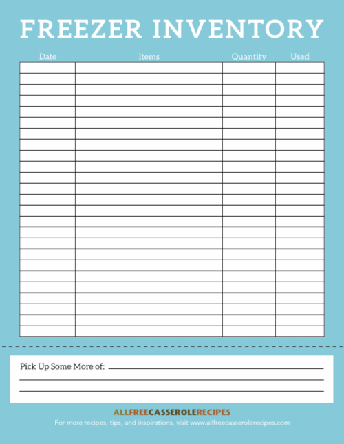 Freezer Inventory Free Printable