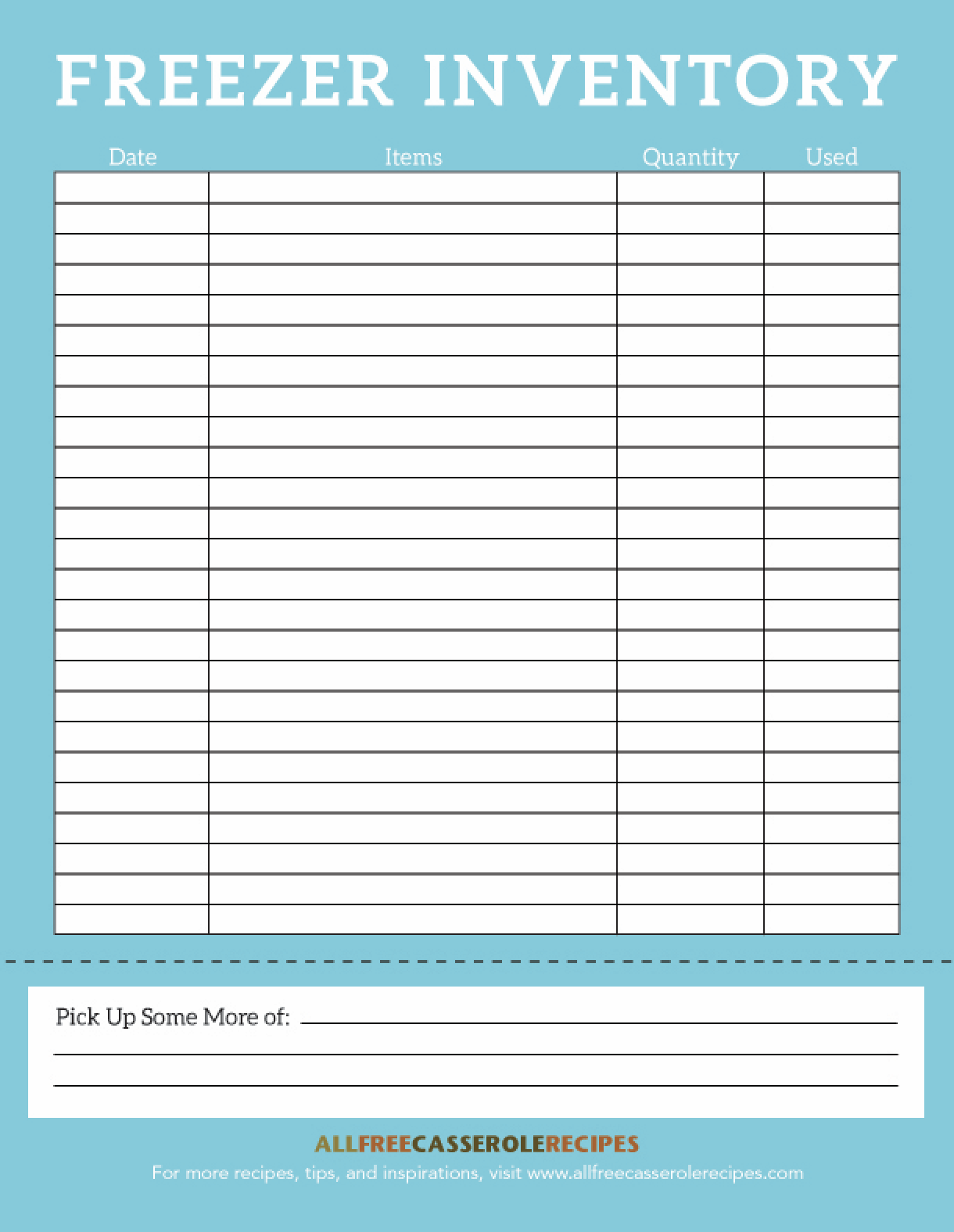 Freezer Inventory Free Printable AllFreeCasseroleRecipes Freezer Inventory Free Printable AllFreeCasseroleRecipes