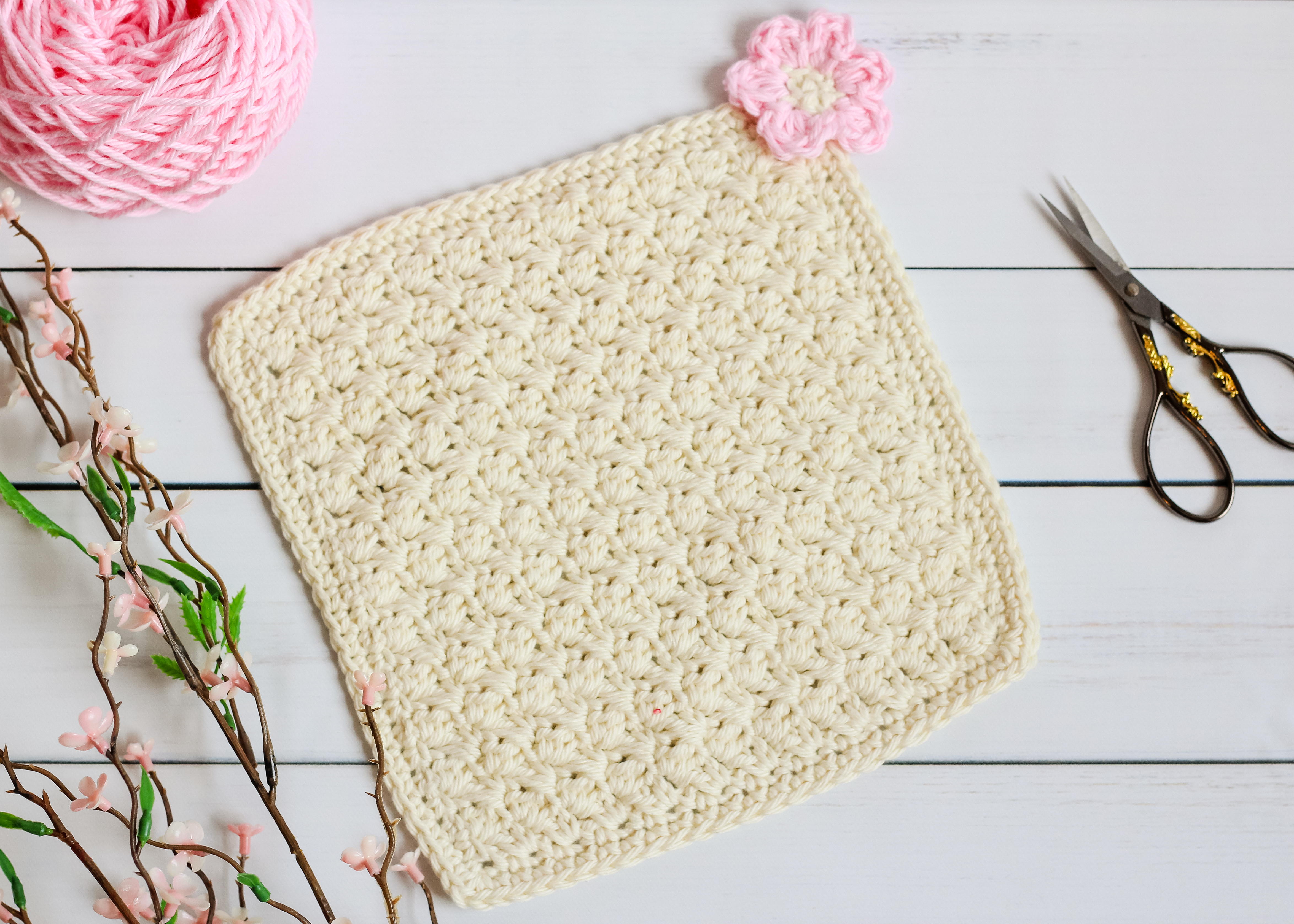 Flower Blossom Spa Washcloth | AllFreeCrochet.com