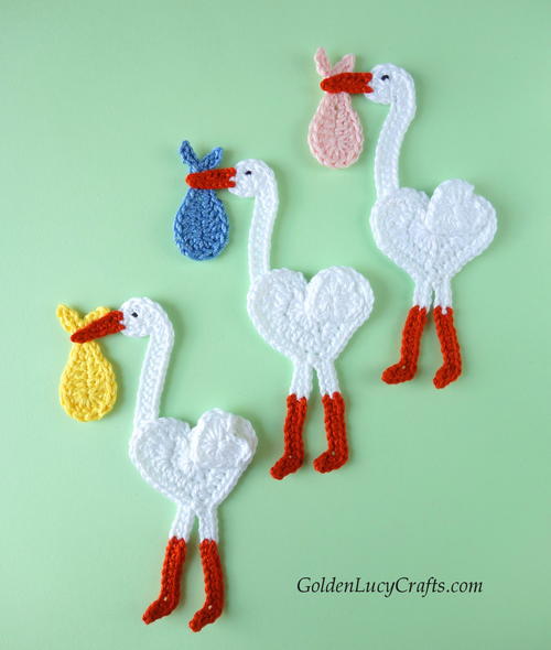 Crochet Stork Applique