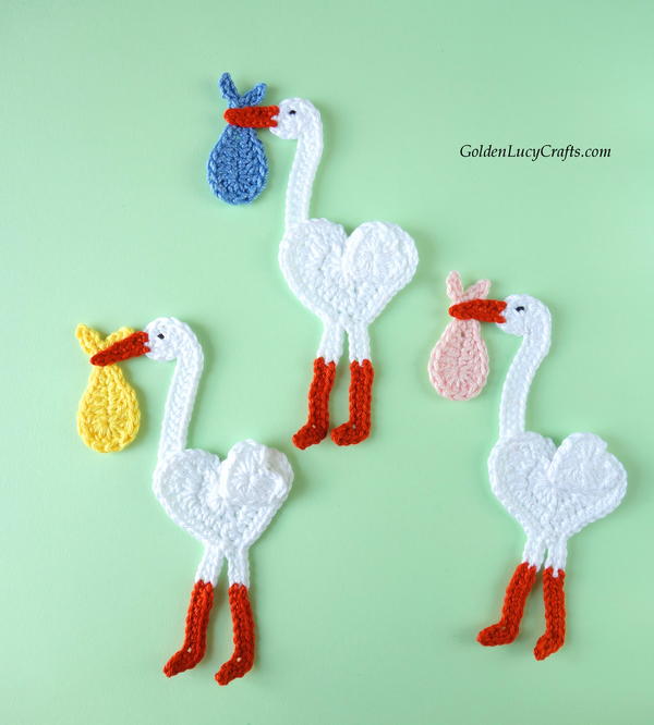 Crochet Stork Applique
