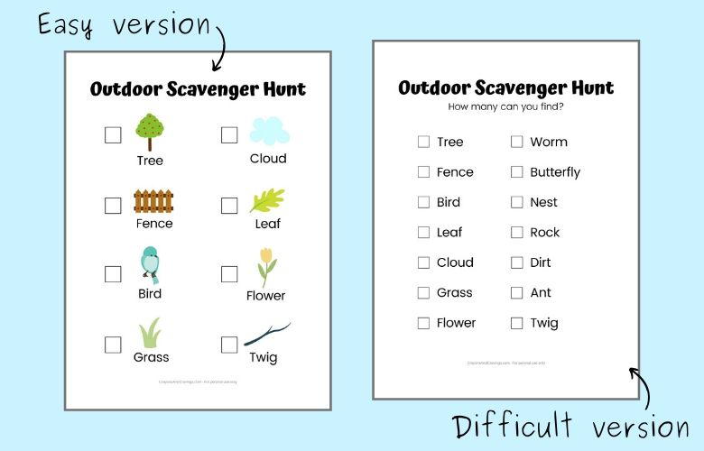 Outdoor Scavenger Hunt Free Printable | AllFreeHolidayCrafts.com