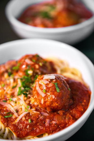 Spaghetti And Meatballs With Lots Of Cheese