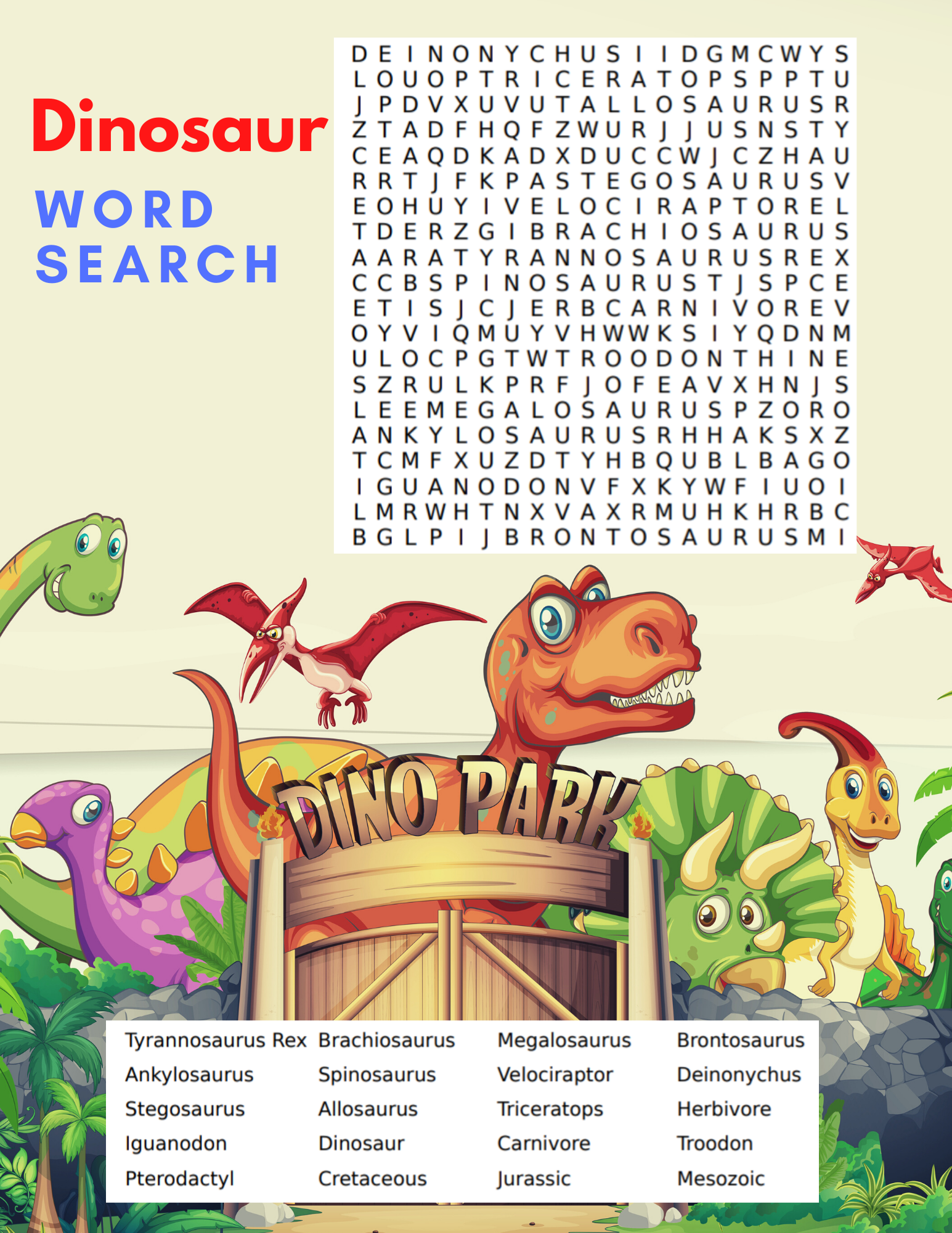 Free Printable Dinosaur Word Search For Kids CheapThriftyLiving com