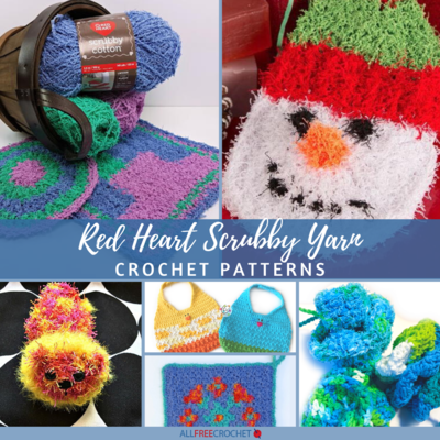 EASY Crochet Dishcloth Pattern (using Red Heart Scrubby Yarn!)