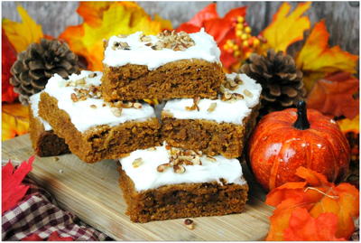 Decadent Pumpkin Bar With Cream Cheese Frosting