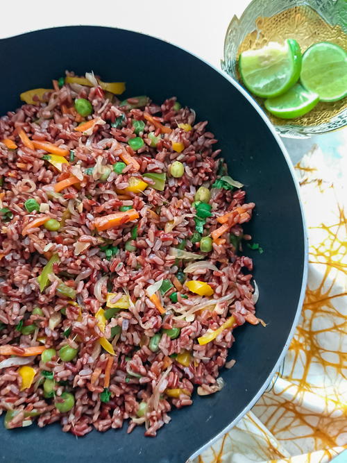 Fried Red Rice With Thai Flavors