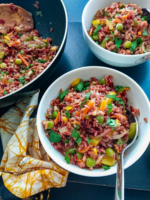 Fried Red Rice With Thai Flavors