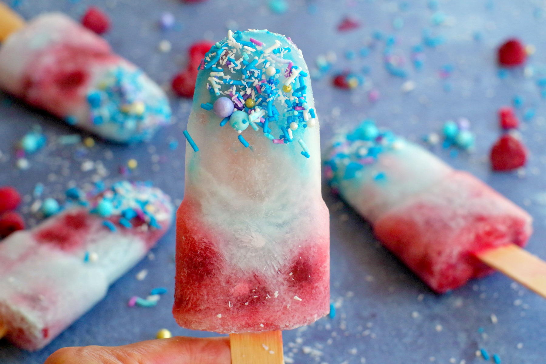 Coconut Blue Raspberry Popsicles | RecipeLion.com
