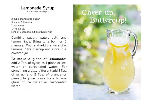 Free Printable Lemonade Recipe Greeting Card