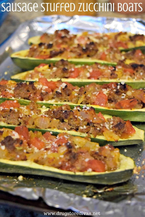 Sausage Stuffed Zucchini Boats | FaveHealthyRecipes.com