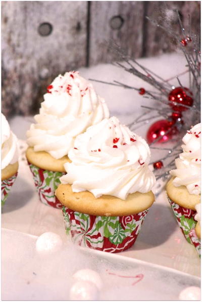 Peppermint Butter Candy Cane Cupcakes