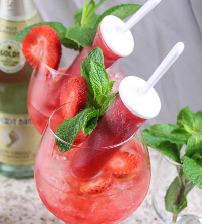 Strawberry Champagne Popsicles