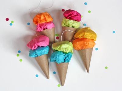 Easy Paper Ice Cream Ornaments