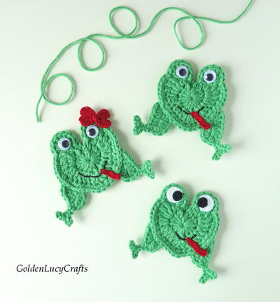 Crochet Heart Frog Applique