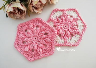 Crochet Bobble Drops Flower Hexagon