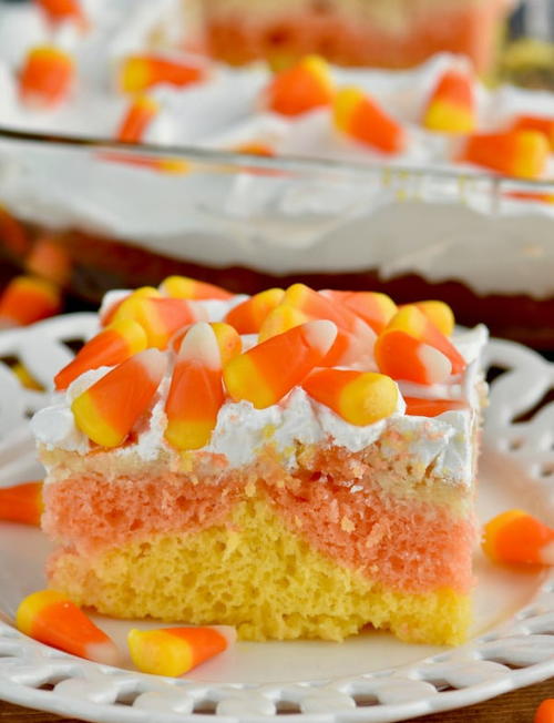 Candy Corn Poke Cake