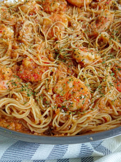 Angel Hair Pasta With Shrimp And Red Sauce