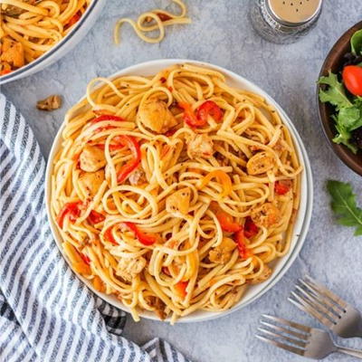 Garlic Chicken Pasta With Prosciutto