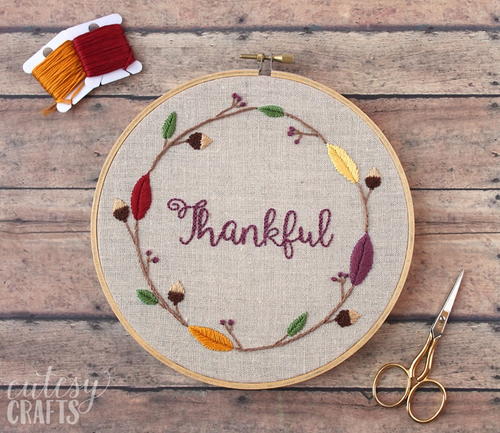 Thanksgiving Hand Embroidery Hoop