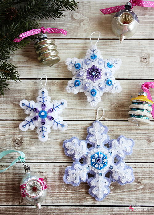 Beautiful Felt Snowflake Ornaments
