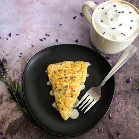 Lavender Sourdough Discard Scones With Lemon Glaze