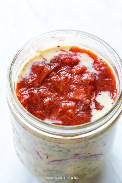 Strawberry Rhubarb Overnight Protein Oats