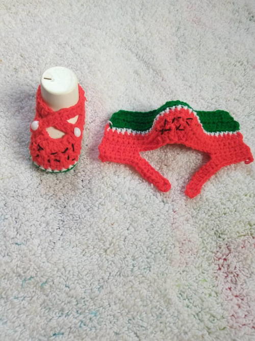 Watermelon Baby Booties