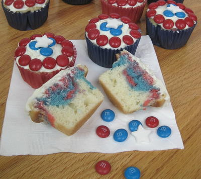 Easy Captain America Cupcakes With M&ms