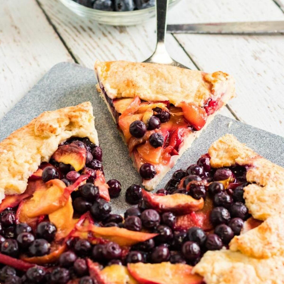 Rustic Peach Blueberry Galette | FaveSouthernRecipes.com