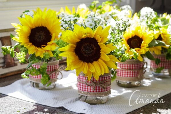 Sunflower Mason Jar Centerpieces