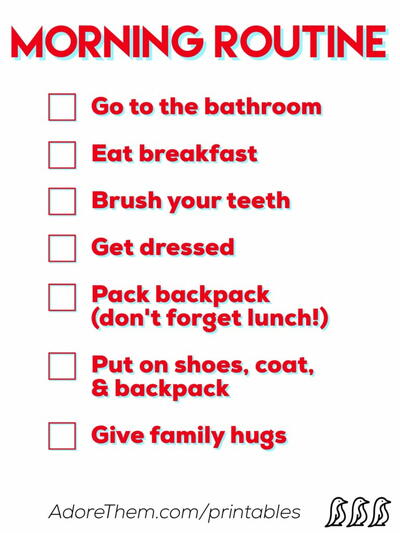 Morning Routine Checklist For Kids