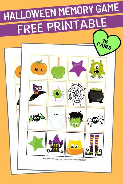 Free Halloween Memory Game Printable For Kids | CheapThriftyLiving.com