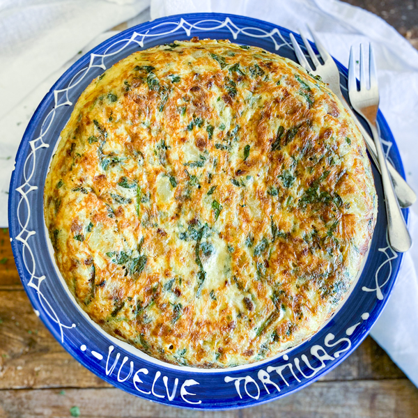 Spanish Potato Omelette With Spinach & Manchego Cheese